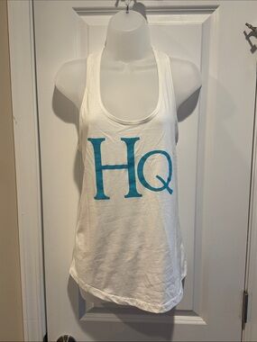 Ideal T White Tank Top with Teal HQ Print
